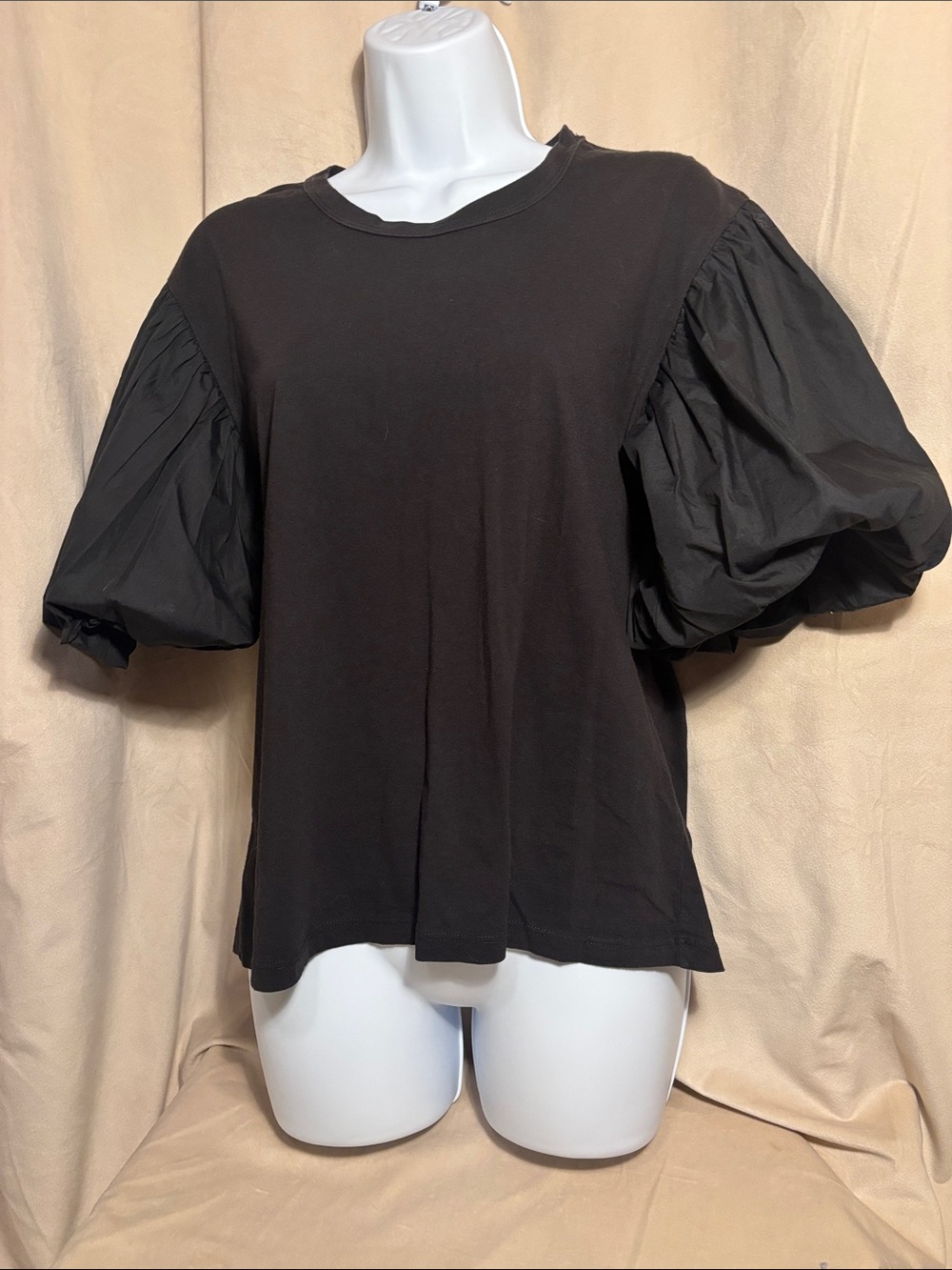 A.L.C. Cassandra Black Puff Sleeve Women's Top Elevated Tee